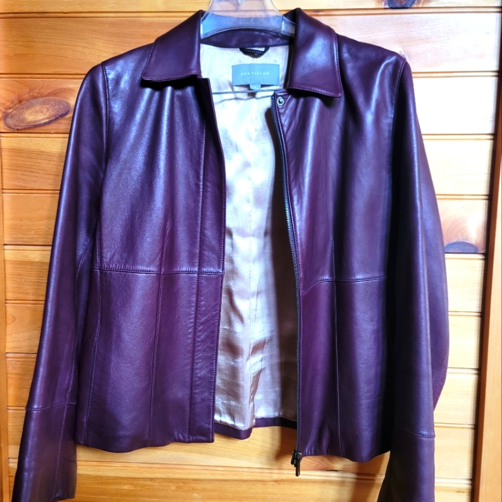Burgundy Ann Taylor Leather jacket
